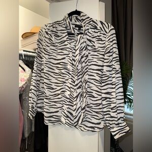 Banana Republic Black and White Zebra Print Blouse